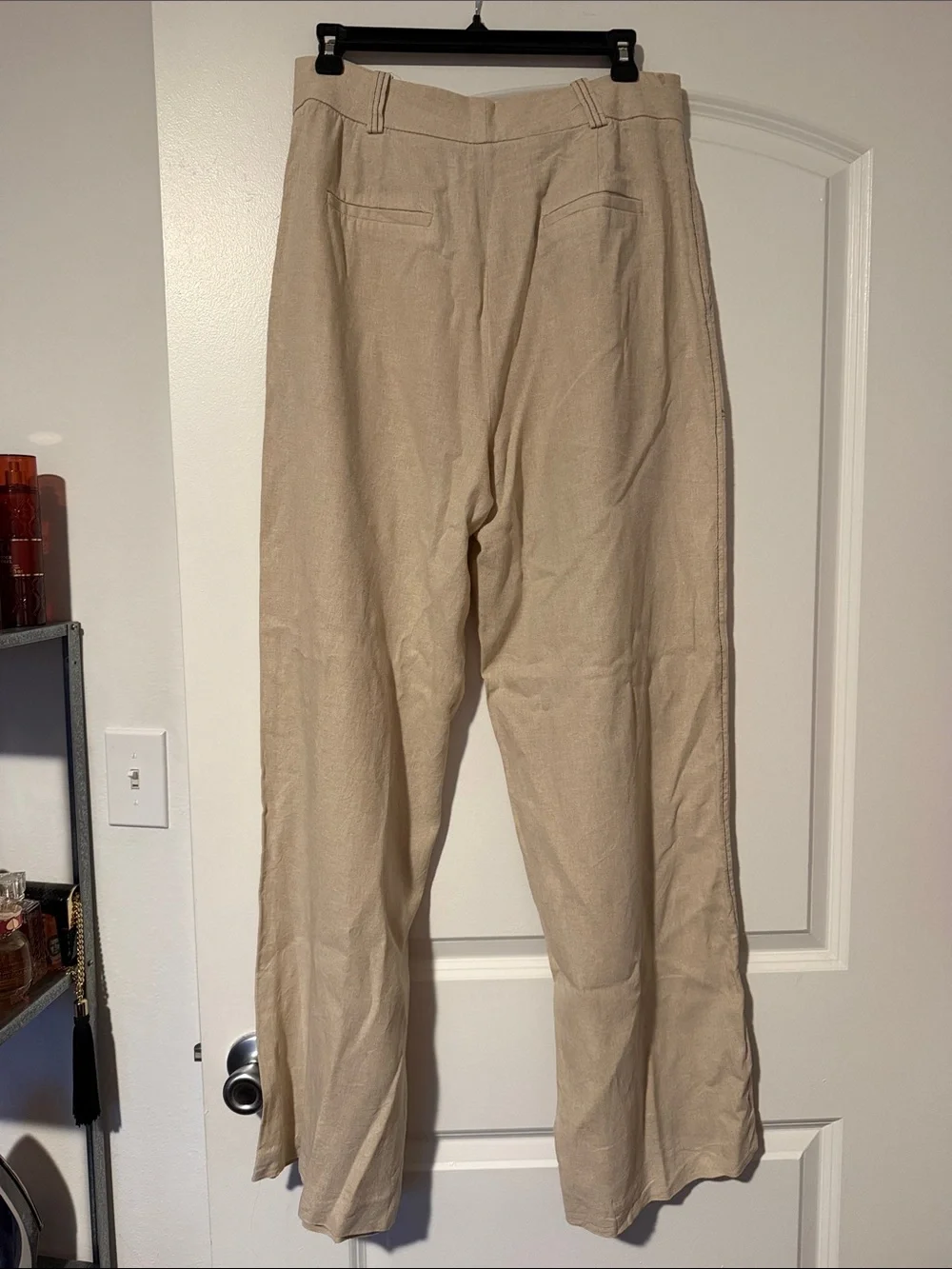Zara Beige Wide-Leg Linen Pants